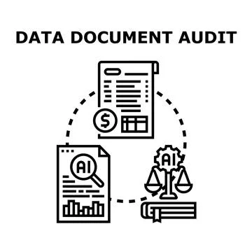 Ai assisting financial data document audit process Stock Illustration