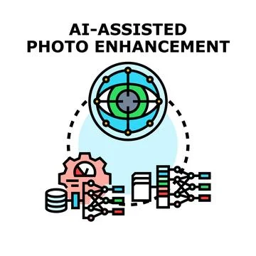 Ai assisting image enhancement process for visual technology Illustrazione stock