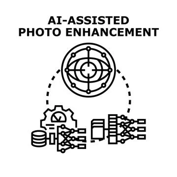 Ai assisting image enhancement process for visual technology Illustrazione stock