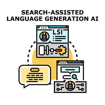 Ai assisting language generation with search and processing Stock Illustration