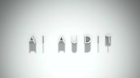 Ai audit 3D title animation with shadows on a white background Stock Footage 297515425