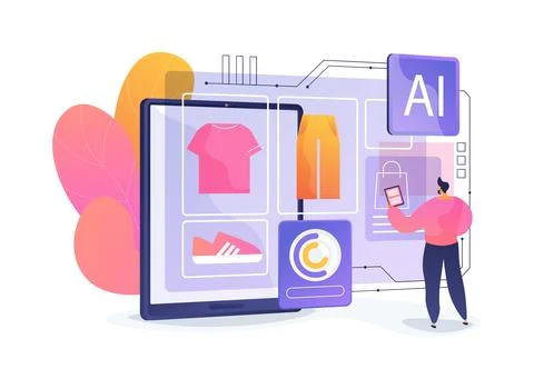 AI-Augmented Customer Style Profiling abstract concept vector illustration. Illustrazione stock