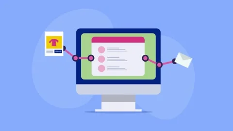AI automate tasks, digital productivity systematic workflow, checklist complete. Stock Footage 313335044
