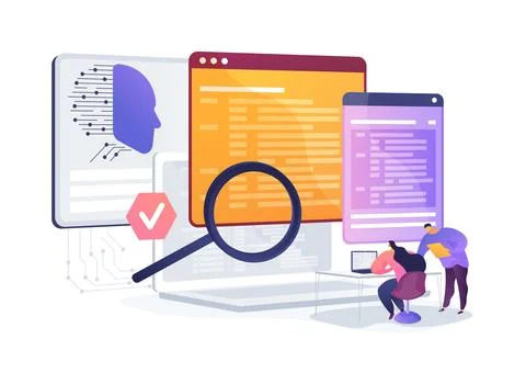 AI Automated Code Review abstract concept vector illustration. イラスト素材