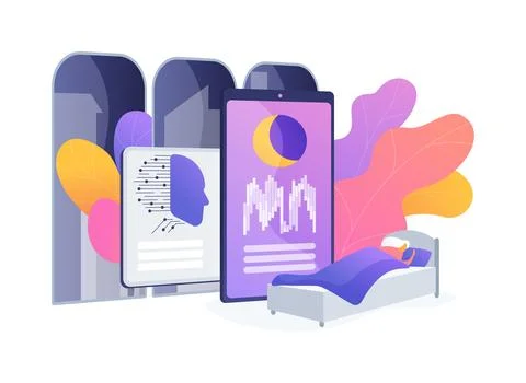 AI-Automated Sleep Pattern Analysis abstract concept vector illustration. Stockillustratie