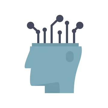 Ai automatic brain icon flat isolated Stock Illustration