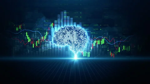 AI automatically trading bot, Software that analyzes market data Stock Footage 257515849