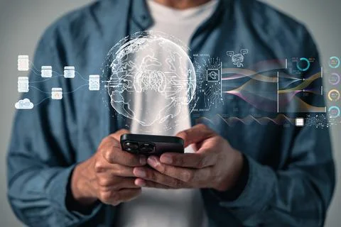 Ai automation and machine learning showcase an intelligent autonomous brain.. 库存照片