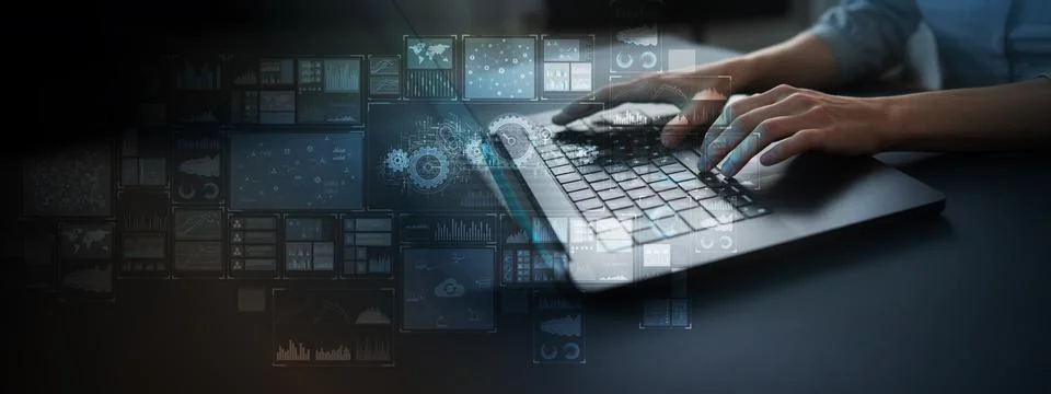 AI Automation and Predictive Analytics Interface for Digital Workflow Managem Stock Photos