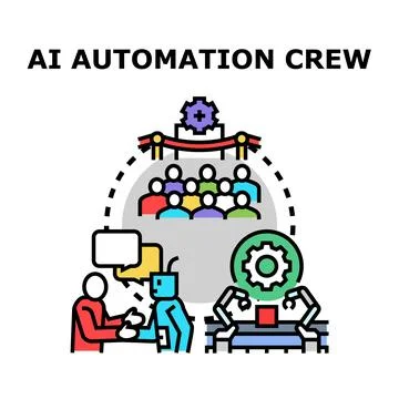 Ai automation collaboration team achieving industrial innovation goals Stock Illustration