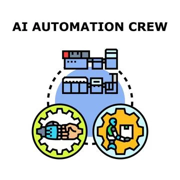 Ai automation crew collaborating in smart production Stock Illustration