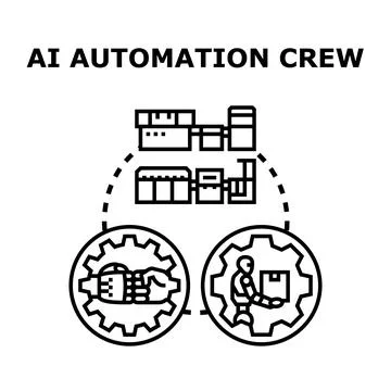 Ai automation crew collaborating in smart production Stock Illustration