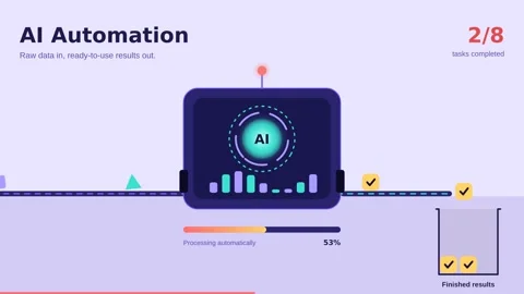 AI Automation Data Processing Animated Infographic Concept Stock Footage 348545305