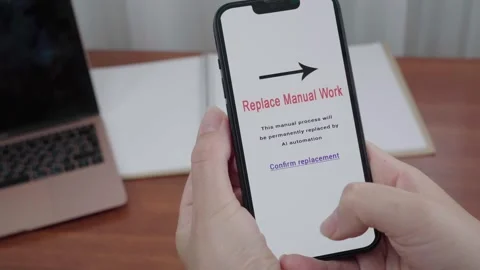 AI Automation Prompt Asking to Replace Manual Work on Smartphone Stock Footage 340965156