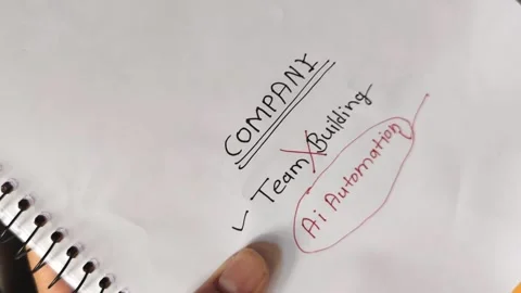 AI Automation Replacing Team Building Concept Writing in Notebook. Vidéo 329665887