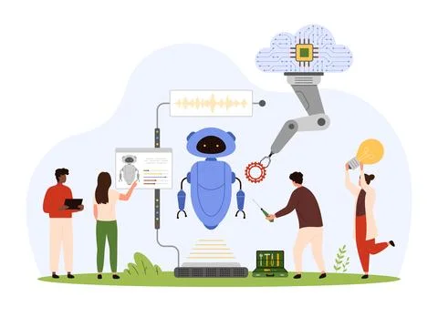 AI automation, smart robot construction technology and manufacturing by tiny 스톡 일러스트
