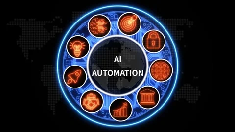 AI Automation Technology Concept with Digital Business Icons Stock Footage 340280347