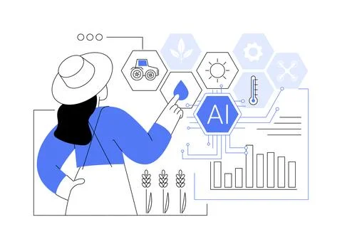AI-Backed Agri-Tech Development abstract concept vector illustration. Stock Illustration