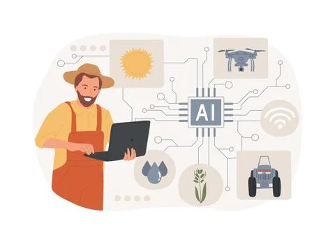 AI-Backed Agri-Tech Development abstract concept vector illustration. Stock Illustration