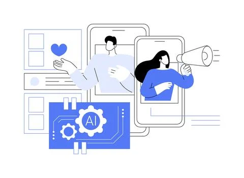 AI-Backed Influencer Identification abstract concept vector illustration. Stock Illustration