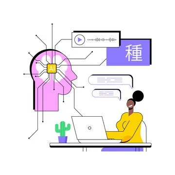 AI-Backed Language Translation abstract concept vector illustration. Stock Illustration