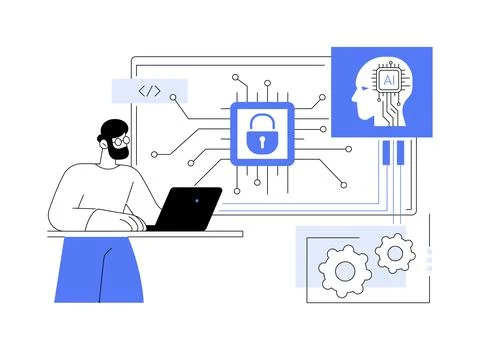 AI-Backed Security Patching abstract concept vector illustration. Stock Illustration