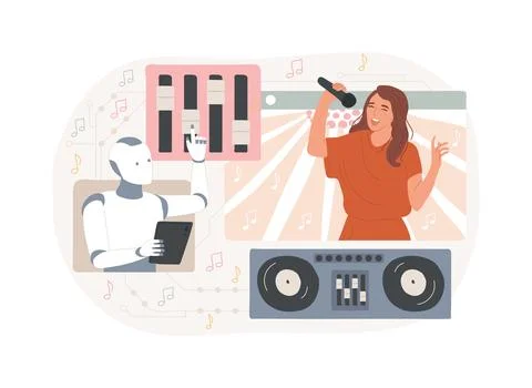 AI-Backed Virtual Performances abstract concept vector illustration. Ilustración de archivo
