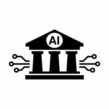 AI Banking Icon - Artificial Intelligence FinTech Vector Stock Illustration