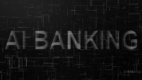 AI banking text technology data line black and white Ilustración de archivo
