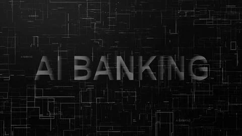 AI banking text technology data line black white 스톡 일러스트