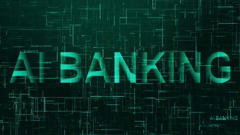 AI banking text technology data line cyan Illustrazione stock