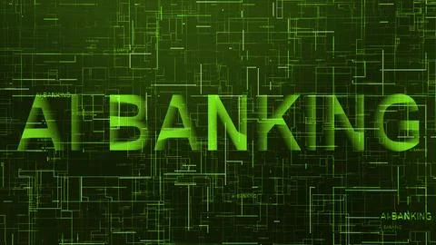 AI banking text technology data line green Illustrazione stock