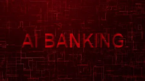 AI banking text technology data line red color 스톡 일러스트