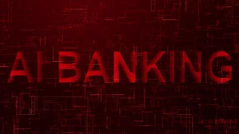AI banking text technology data line red 스톡 일러스트
