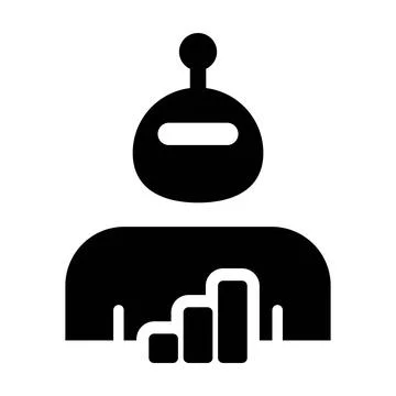 AI Bar Chart Finance Robot Icon with bar chart representing financial repor.. Stock Illustration