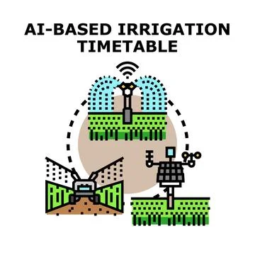 Ai based irrigation timetable managing smart agriculture farming Stock Illustration