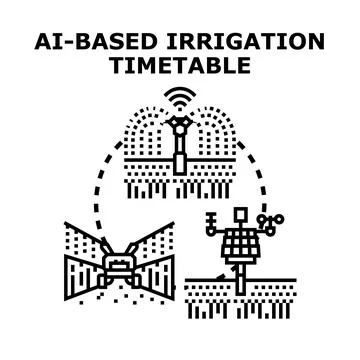 Ai based irrigation timetable managing smart agriculture farming Illustrazione stock