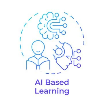 Ai based learning blue gradient concept icon Stock Illustration