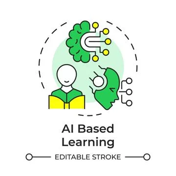 Ai based learning multi color concept icon Stock Illustration