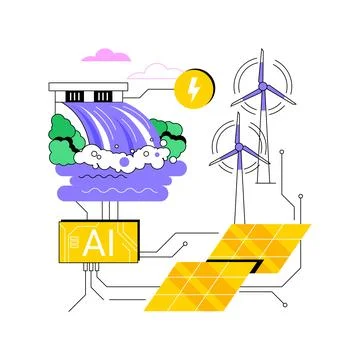 AI-Based Renewable Energy Forecasting abstract concept vector illustration. Illustrazione stock