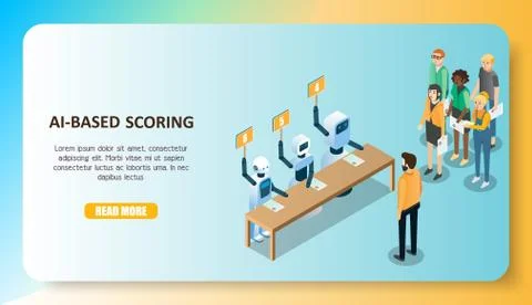 AI-based scoring model concept vector isometric illustration Stock Illustration