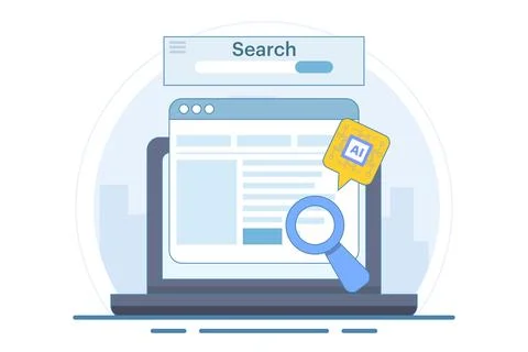 AI based SEO Strategy Concept, AI generated SEO content. Stock Illustration