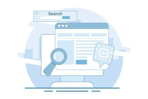 AI based SEO Strategy Concept, AI generated SEO content. Stock Illustration