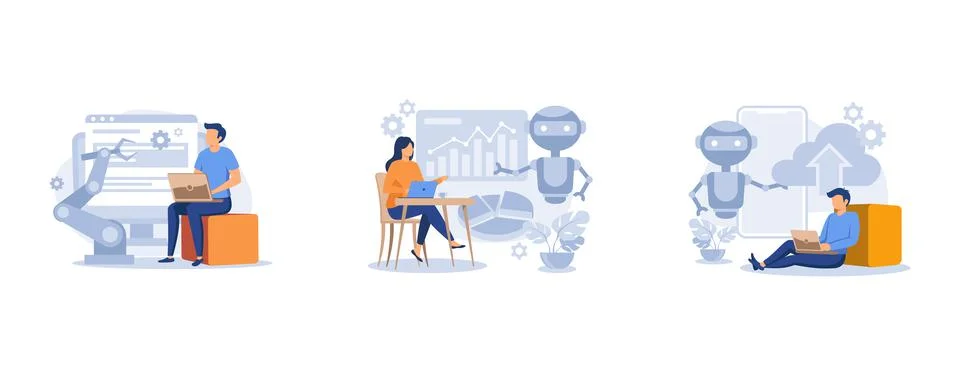 AI-based software. Open automation architecture, robotic process automation,  Stock Illustration