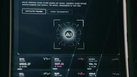 AI-based trading interface displaying market data and analytics Stock Footage 333840360