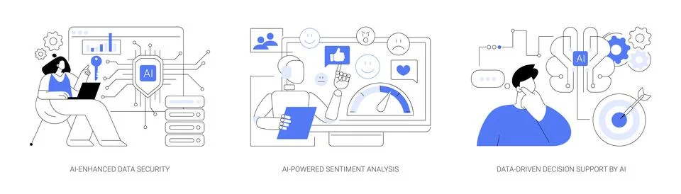 AI in Big Data abstract concept vector illustrations. Stock Illustration