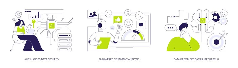 AI in Big Data abstract concept vector illustrations. Stock Illustration