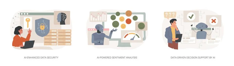 AI in Big Data abstract concept vector illustrations. Stock Illustration