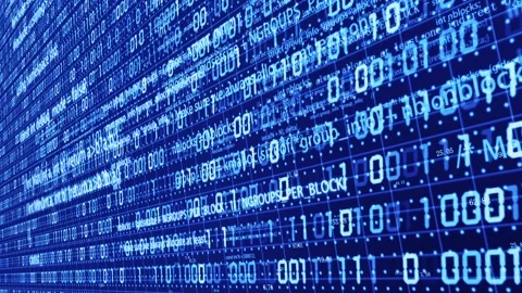 AI big data information flow data code program rolling Stock Footage 182280600