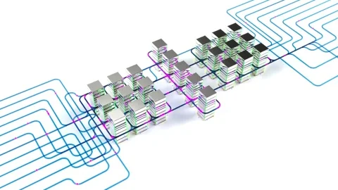 AI big data kerning servers db neon led able to loop endless Stock Footage 310012270